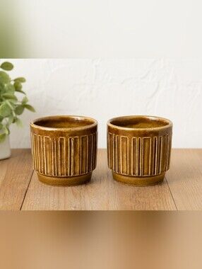 Vintage Biltons England Brown Stoneware Egg Cups Set of 2